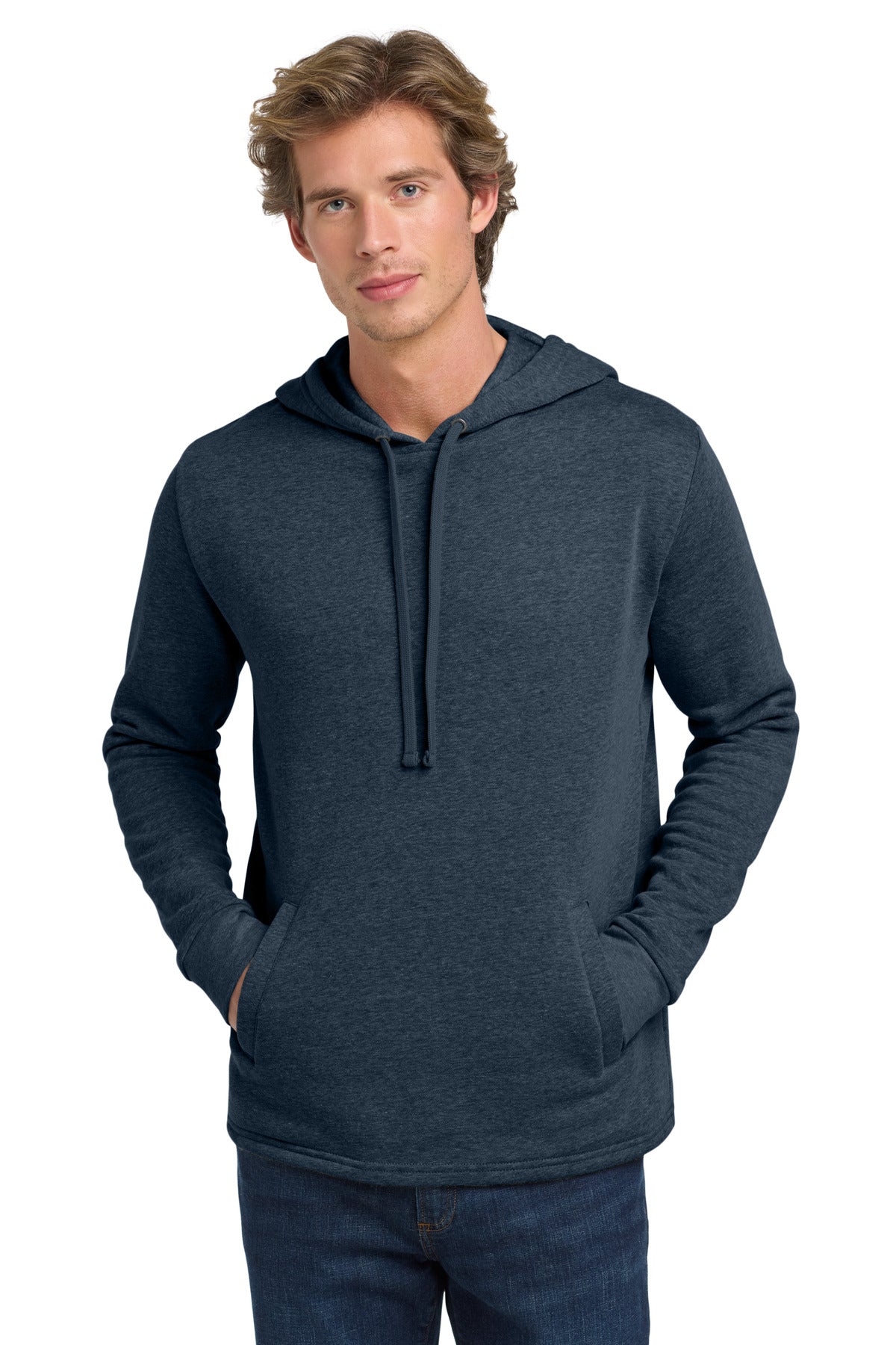 Front View of HtMdntNavy Next Level Apparel Adult Malibu Pullover Hoodie. NL9300