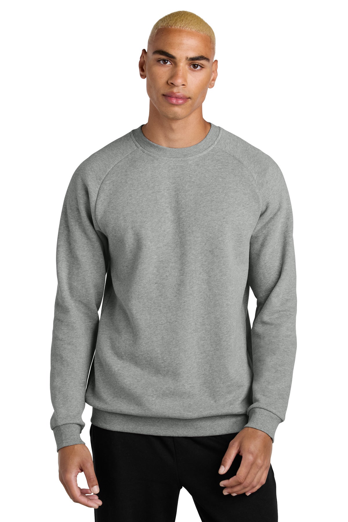 Front View of HtrdSteel District Cloud Fleece Crew DT7804