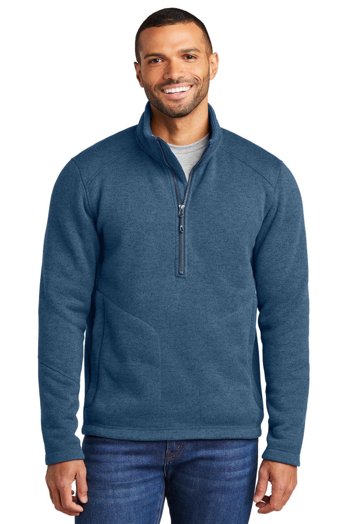 Front View of InsigBlHtr Port Authority Arc Sweater Fleece 1/4-Zip F426