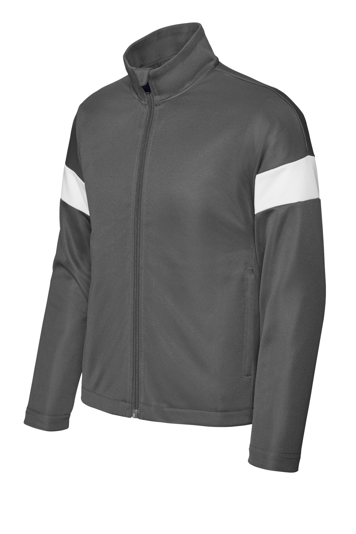 Front View of IrGy/White Sport-Tek Youth Travel Full-Zip Jacket YST800
