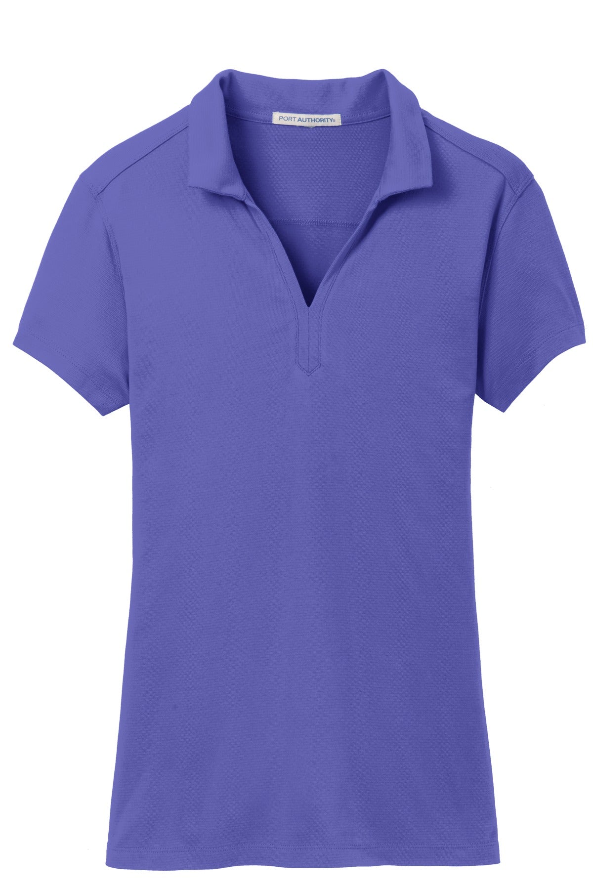 Front View of Iris Blue Port Authority Women's Rapid Dry Mesh Polo. L573