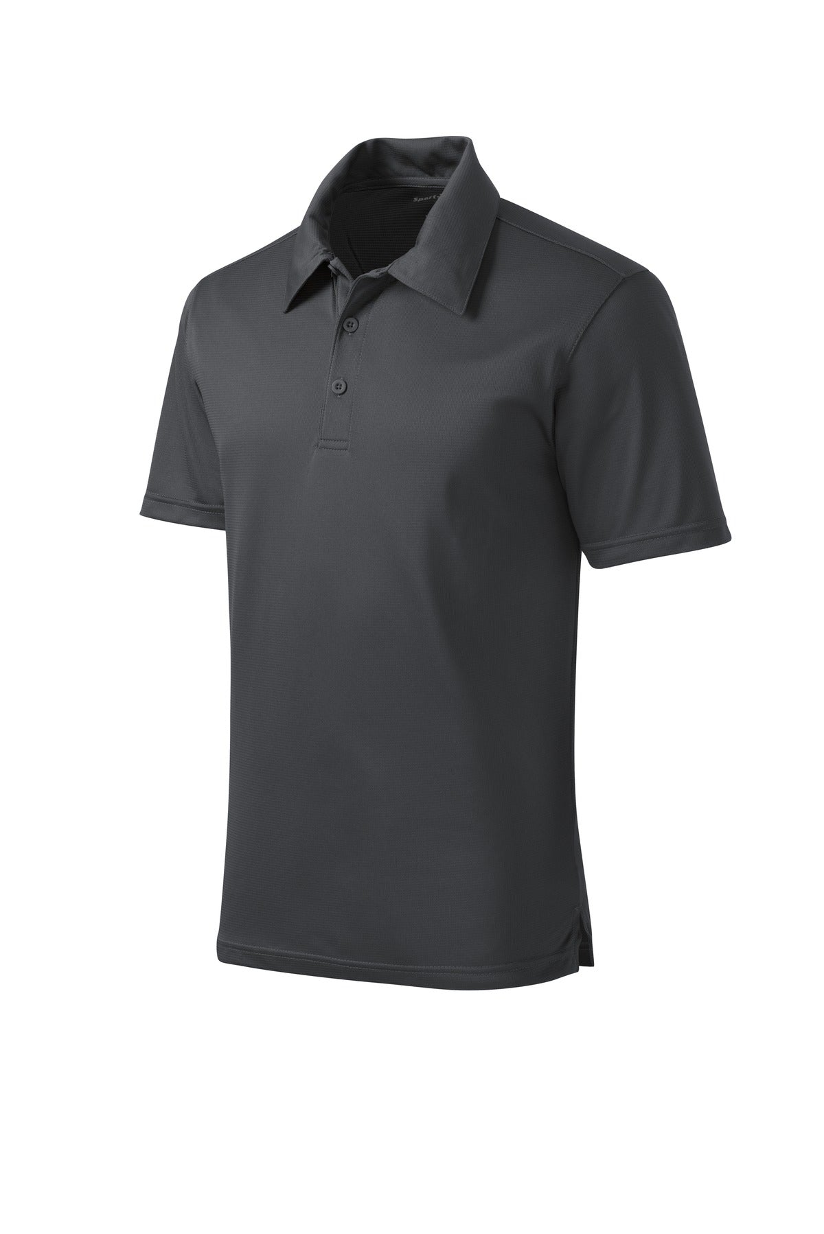 Front View of Iron Grey Sport-Tek PosiCharge Active Textured Polo. ST690
