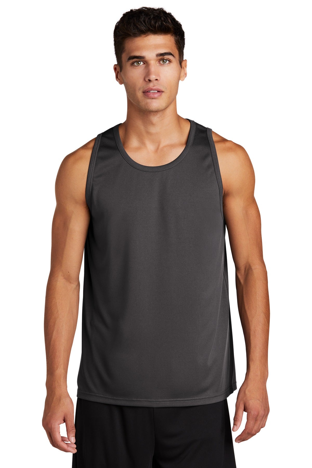 Front View of Iron Grey Sport-Tek PosiCharge Competitor Tank. ST356