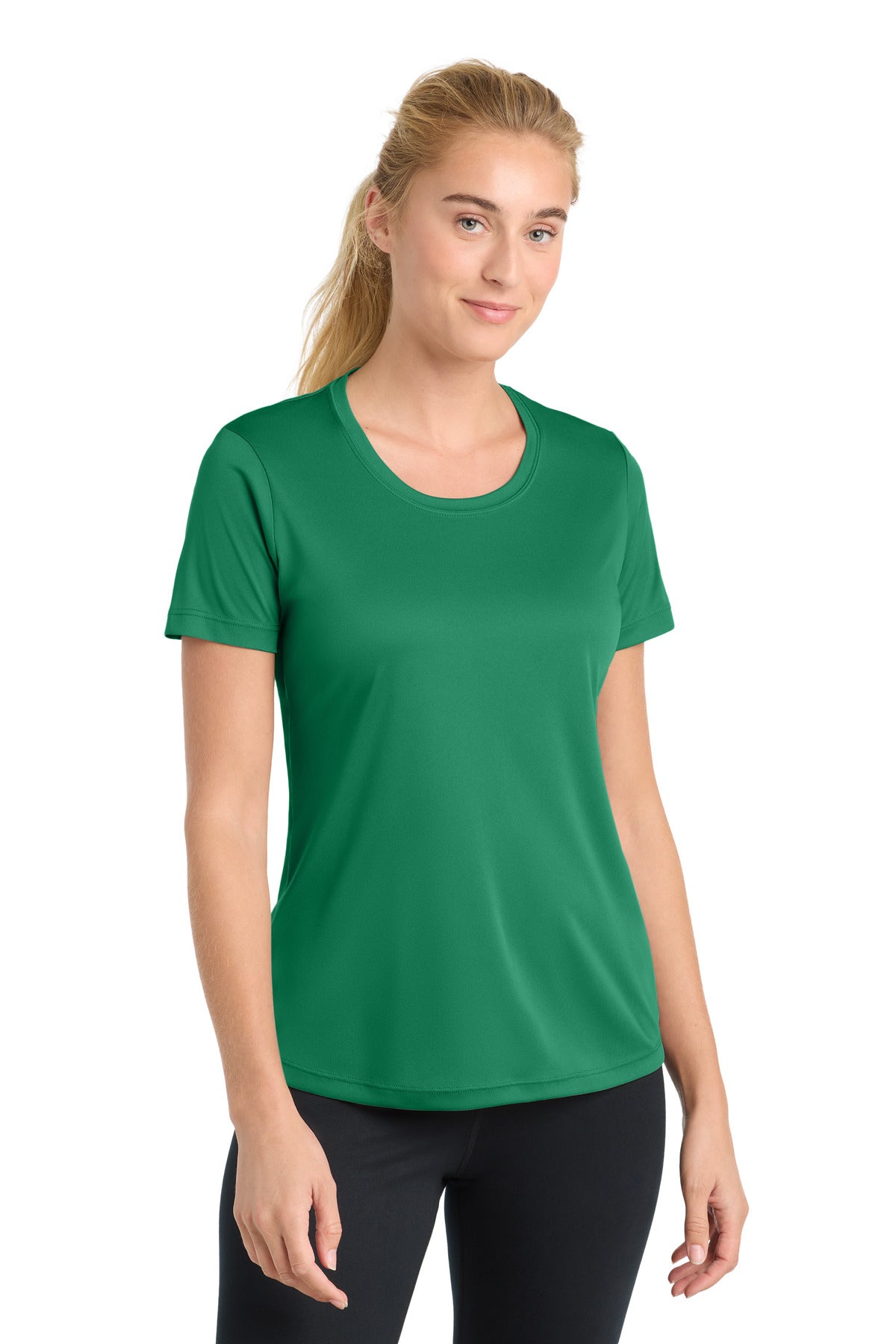 Front View of Kelly Green Sport-Tek Women's PosiCharge Competitor Tee. LST350