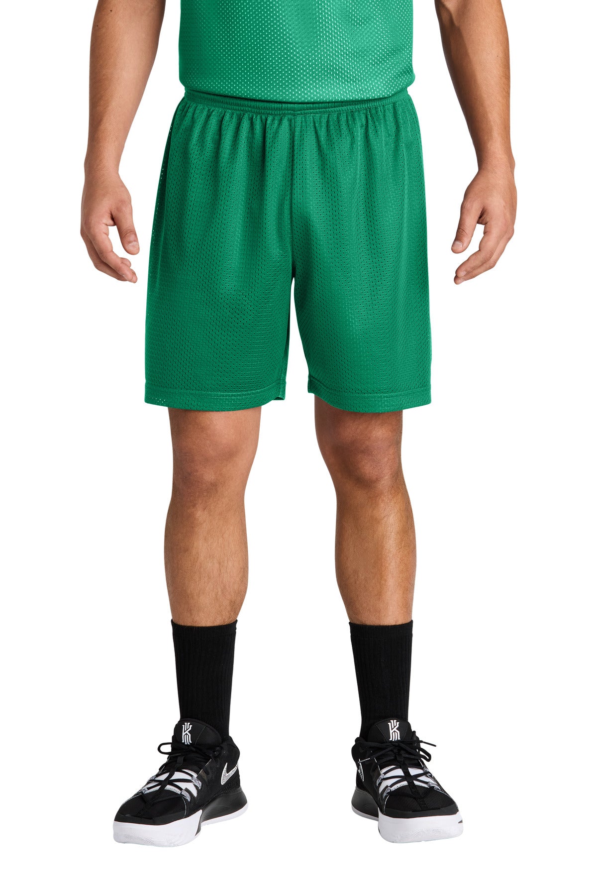 Front View of KellyGreen Sport-Tek PosiCharge Mesh 7" Short ST5100