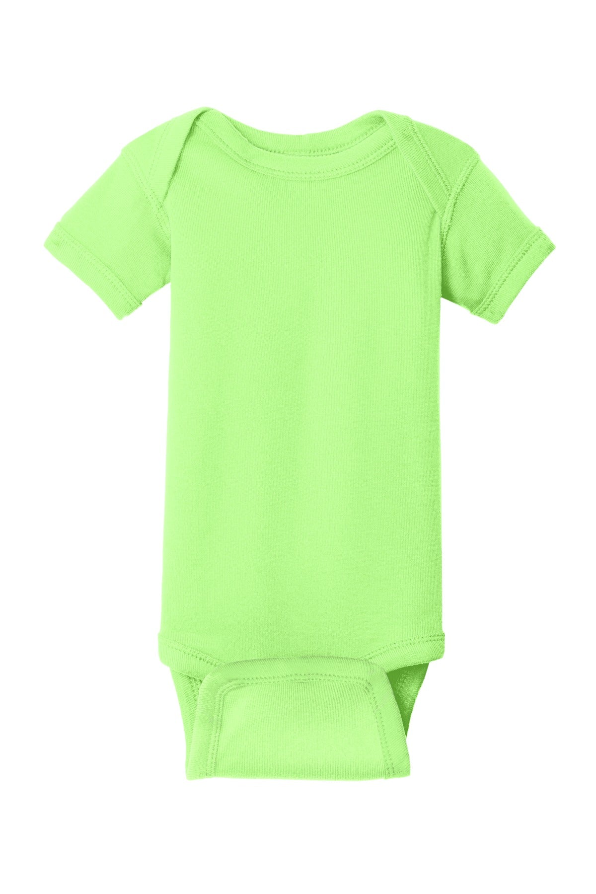 Front View of Key Lime Rabbit Skins Infant Short Sleeve Baby Rib Bodysuit. RS4400