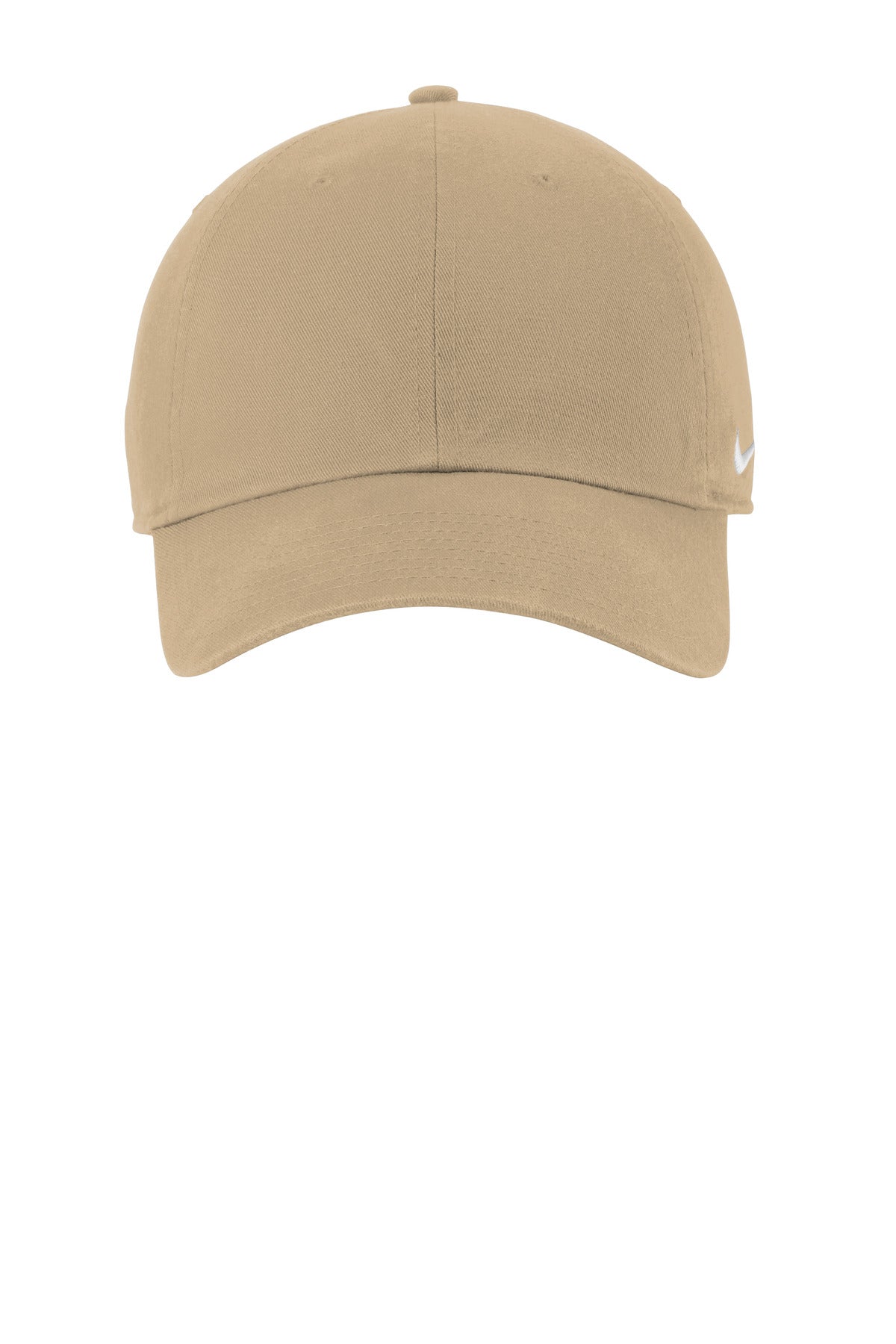 Front View of Khaki Nike Heritage Cotton Twill Cap NKFB5677