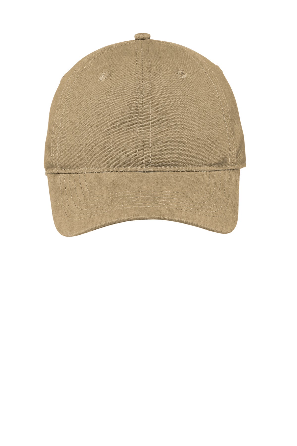 Front View of Khaki Port & Company Soft Brushed Canvas Cap. CP96