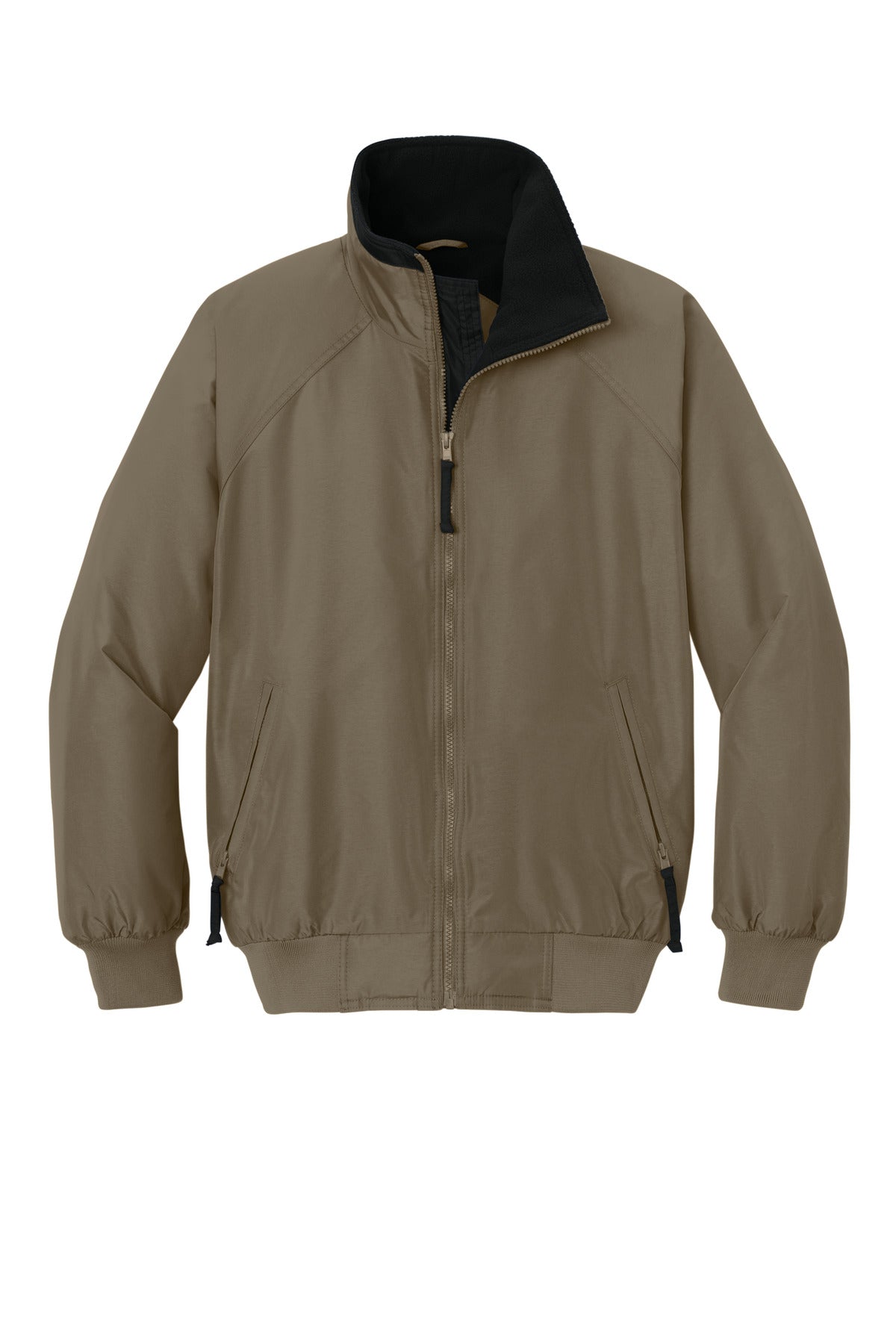 Front View of Khaki/True Blk Port Authority Challenger Jacket. J754
