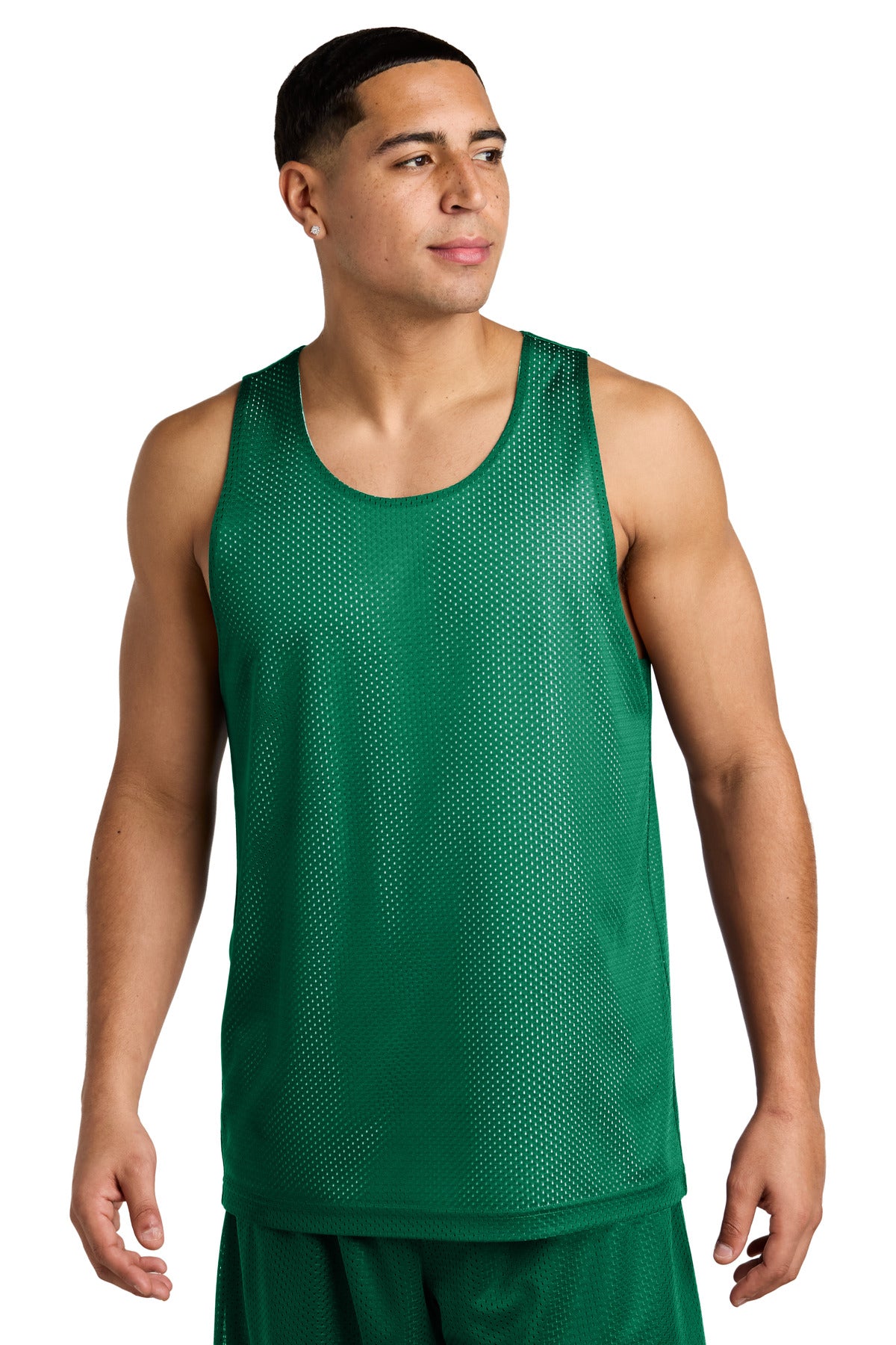 Front View of KllyGr/Wht Sport-Tek PosiCharge Reversible Mesh Tank ST5000