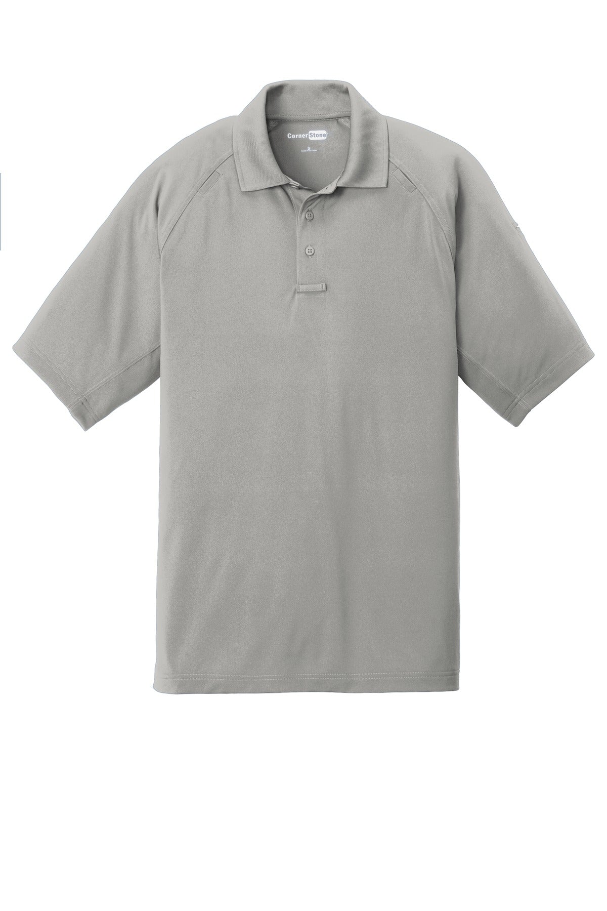Front View of Light Grey CornerStone Select Lightweight Snag-Proof Tactical Polo. CS420