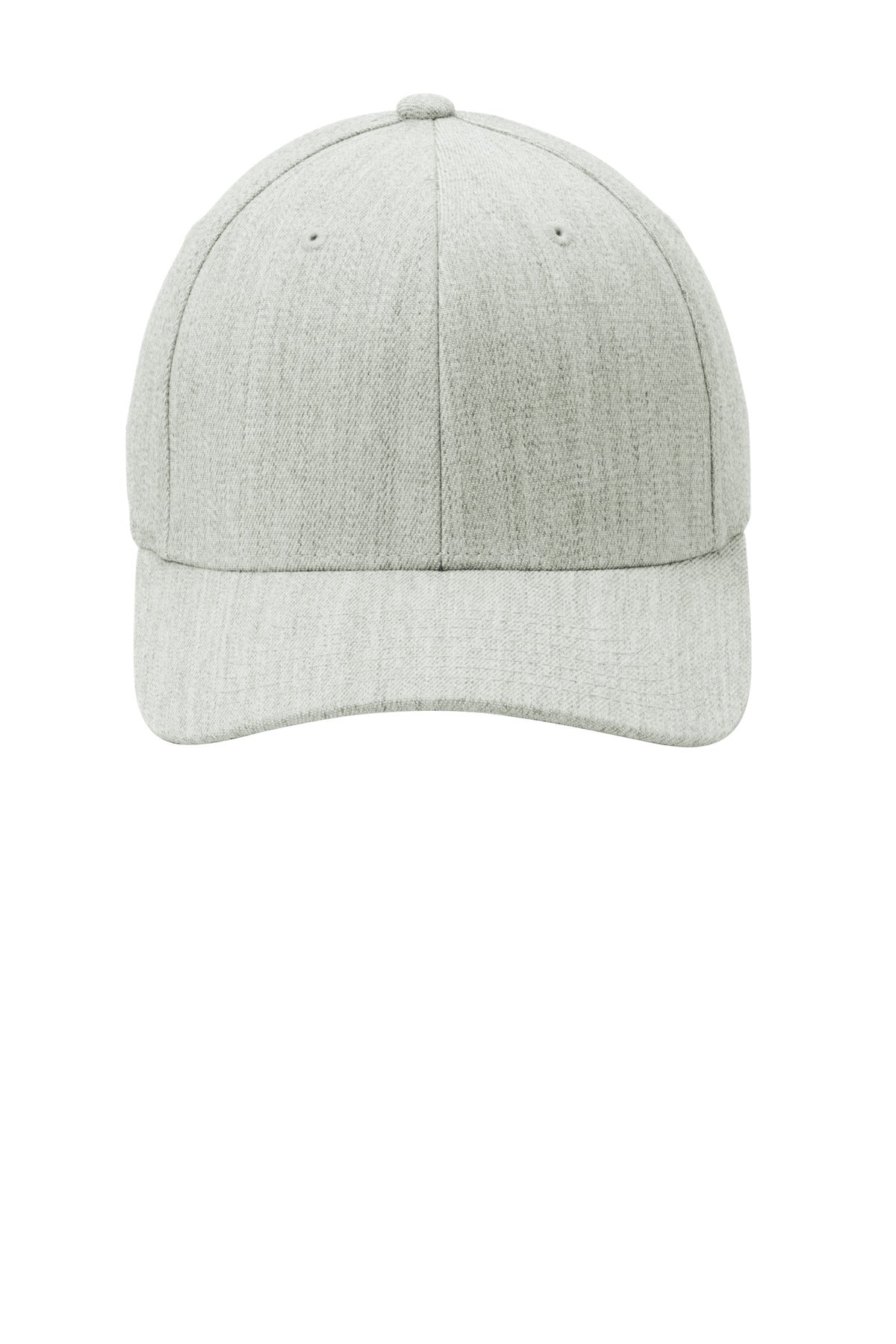 Front View of Light Hthr Gry Port Authority Flexfit Wool Blend Cap. C928