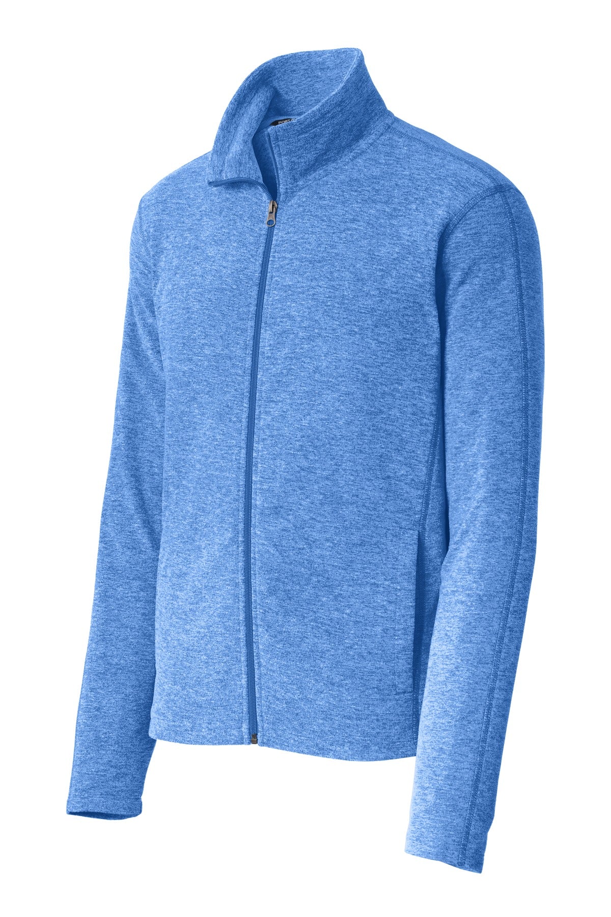 Front View of Light Royal He Port Authority Heather Microfleece Full-Zip Jacket. F235