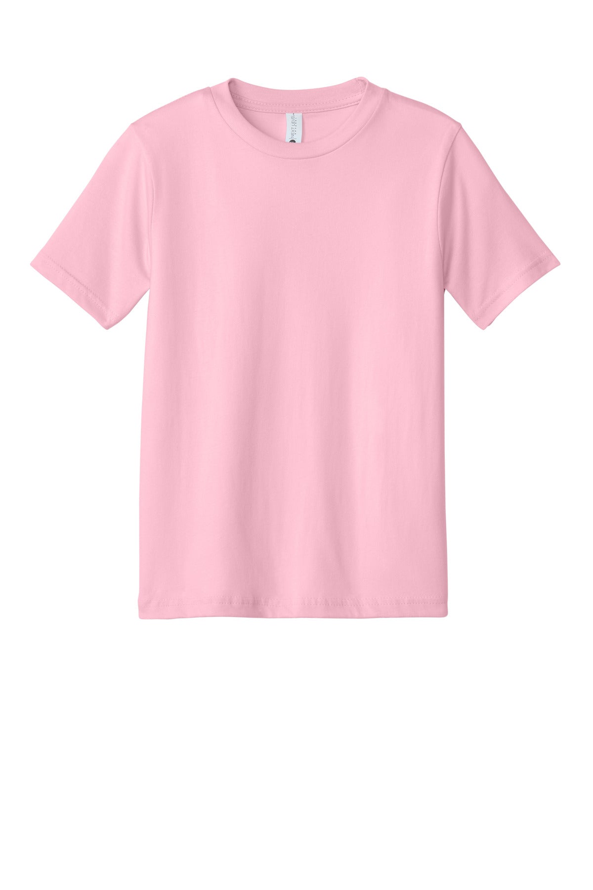 Front View of LightPink Next Level Apparel Youth Cotton Tee NL3310
