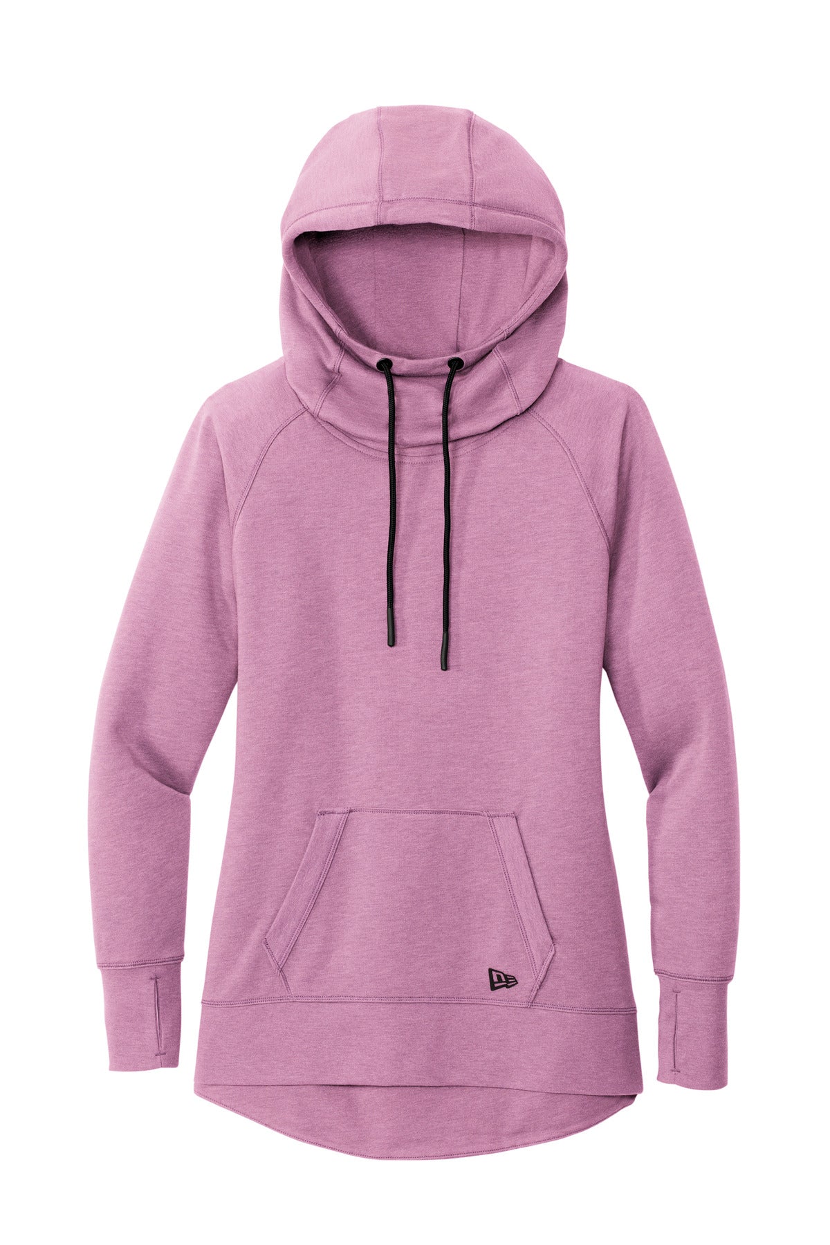 Front View of Lilac Hthr New Era Women's Tri-Blend Fleece Pullover Hoodie. LNEA510