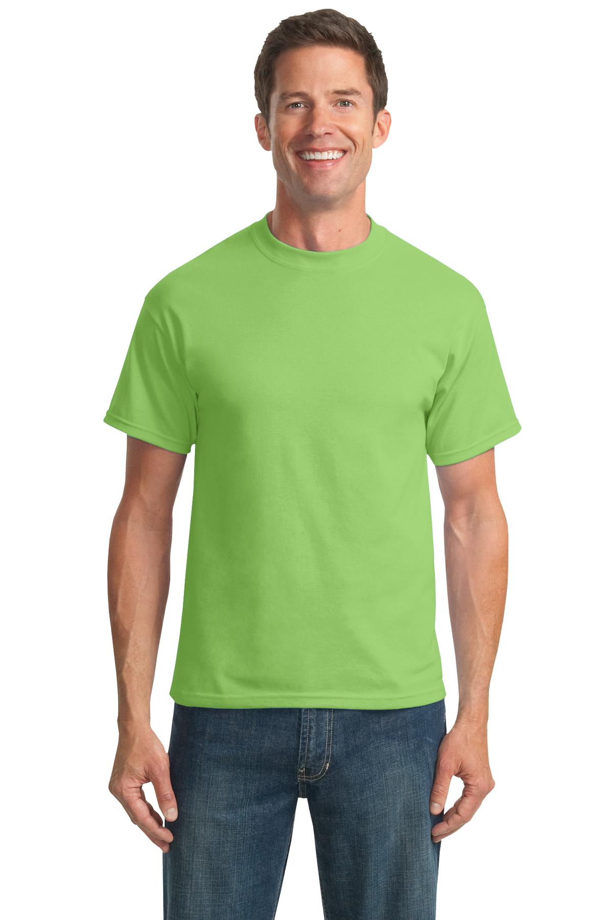 Front View of Lime Port & Company Tall Core Blend Tee. PC55T