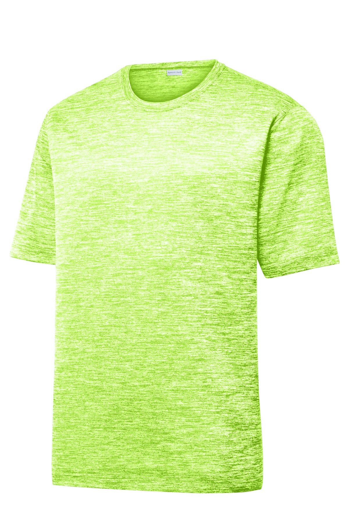 Front View of Lime Shock Ele Sport-Tek PosiCharge Electric Heather Tee. ST390