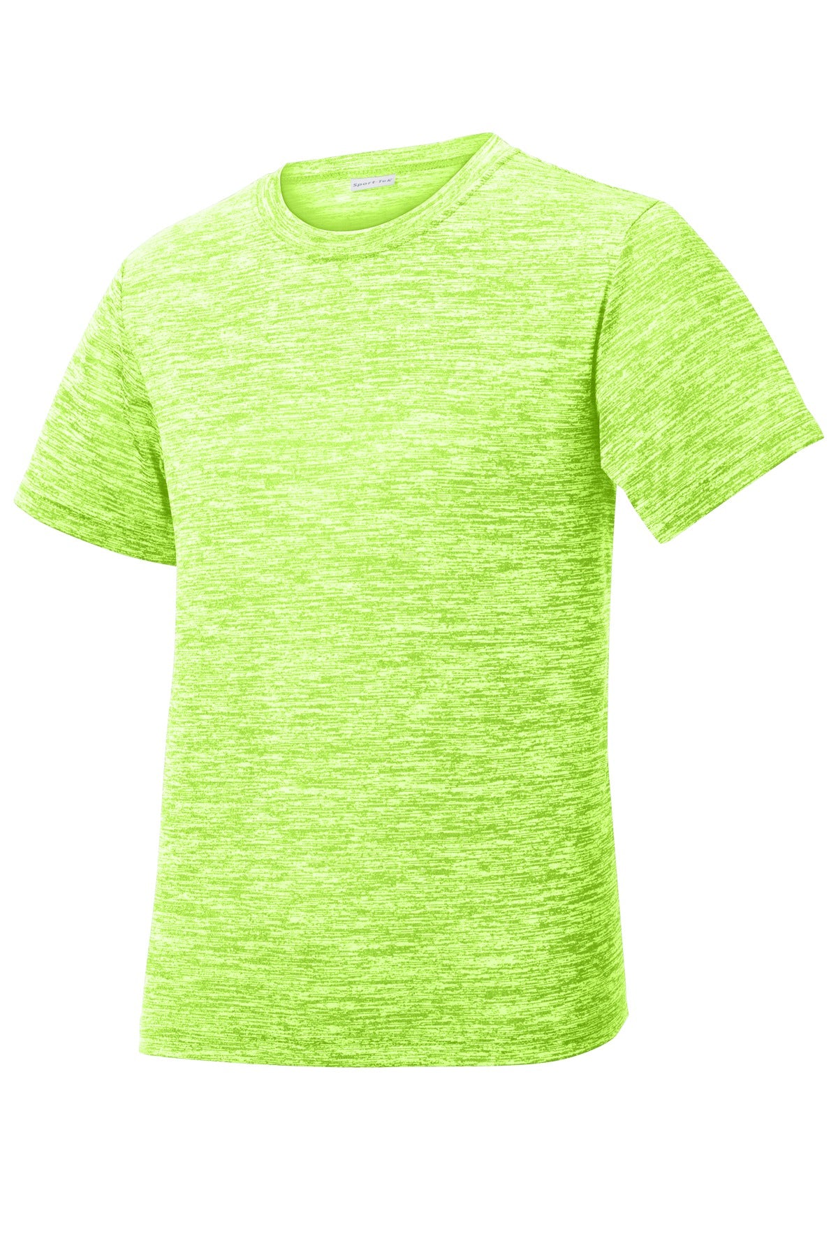Front View of Lime Shock Ele Sport-Tek Youth PosiCharge Electric Heather Tee. YST390