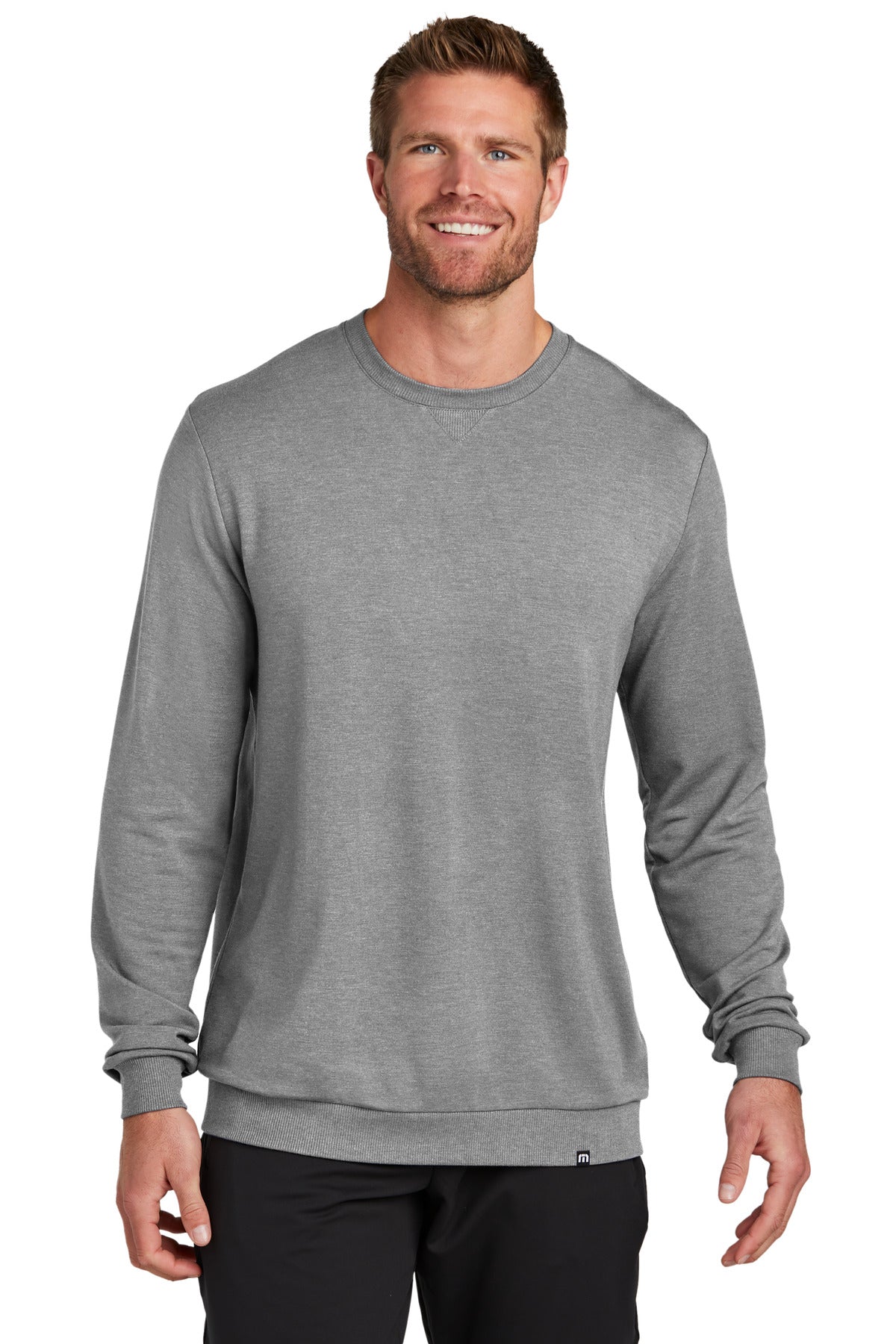 Front View of LtGreyHt TravisMathew Long Weekend Crew TM1MZ342