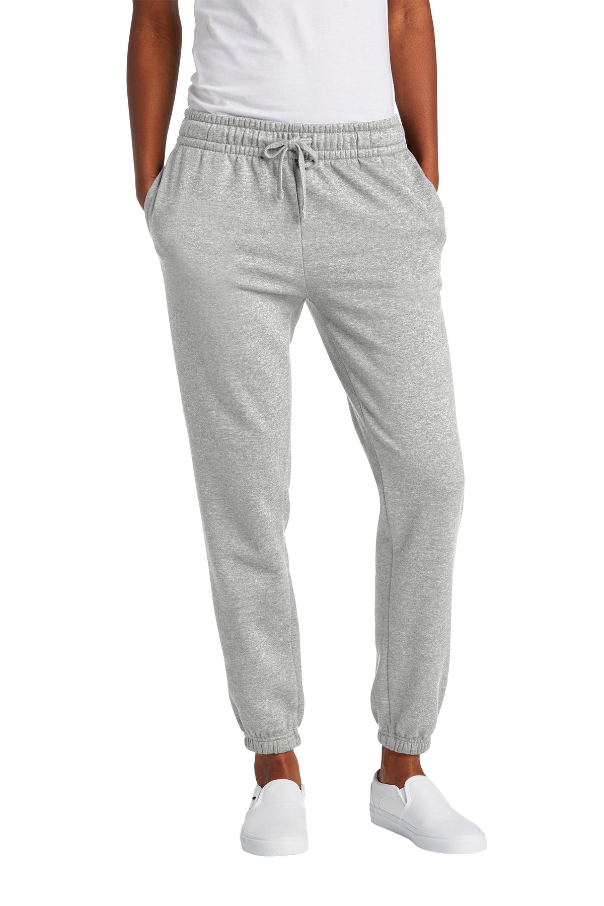 Front View of LtHtGry District Women's V.I.T. Fleece Sweatpant DT6110