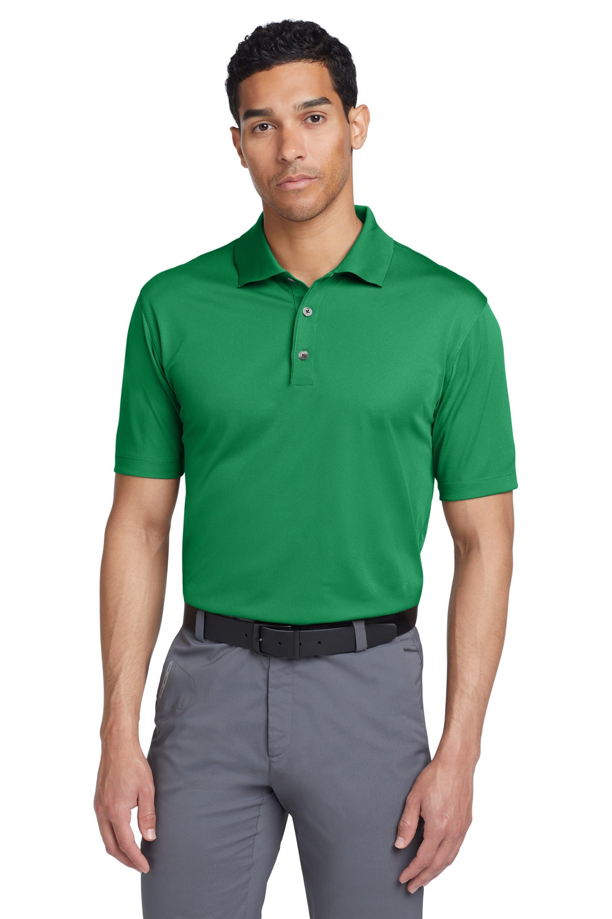 Front View of Lucky Green Nike Tech Basic Dri-FIT Polo. 203690