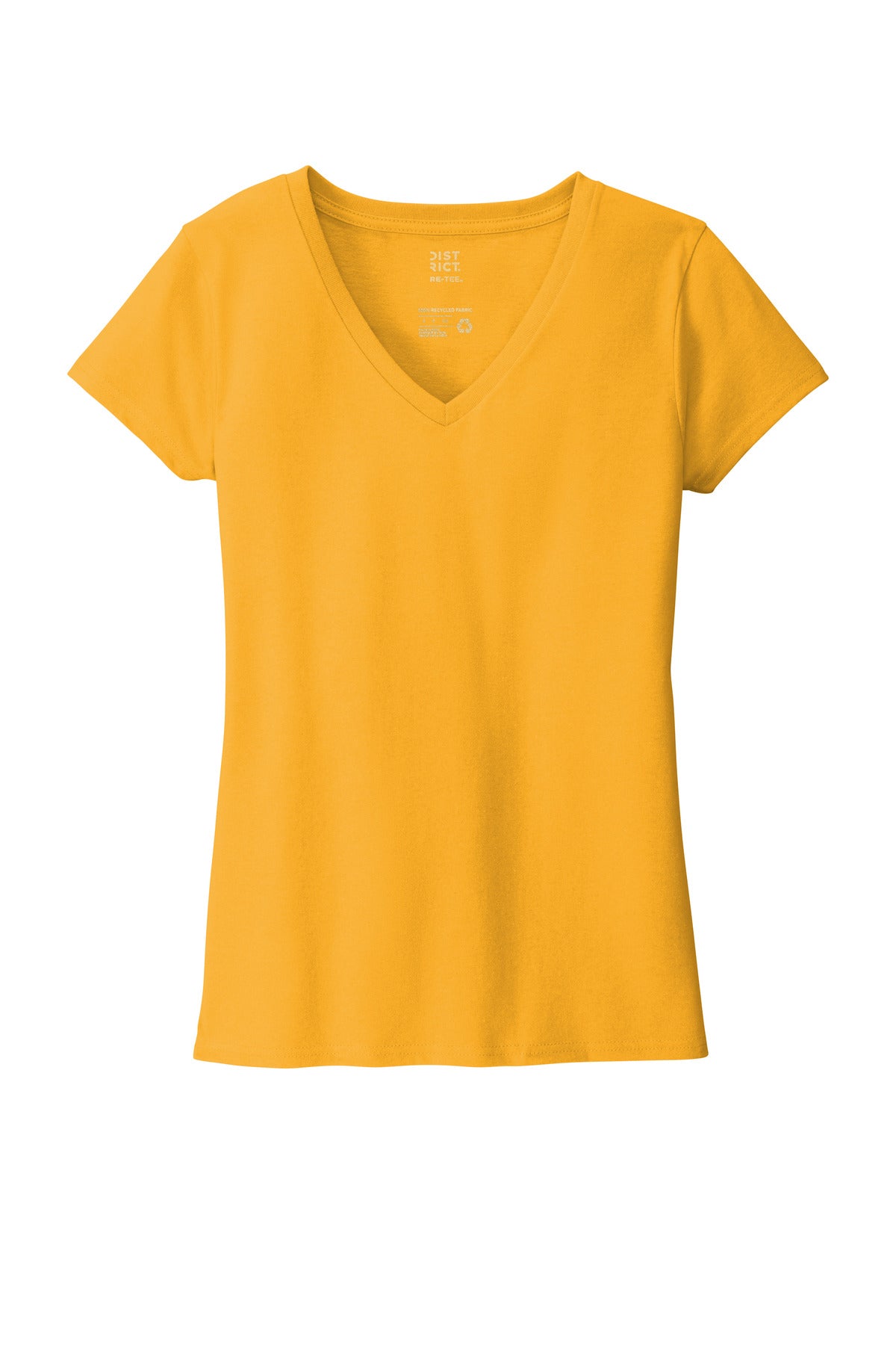 Front View of Maize Yellow District Women's Re-Tee V-Neck DT8001
