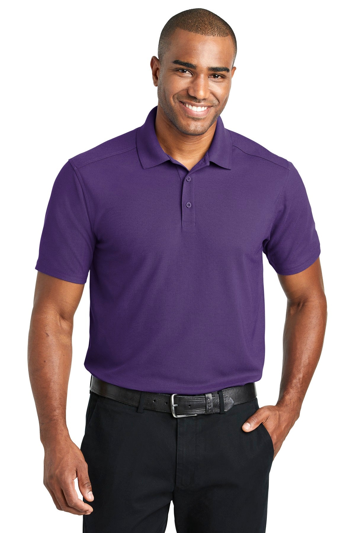 Front View of Majestic Purp Port Authority EZPerformance Pique Polo. K600