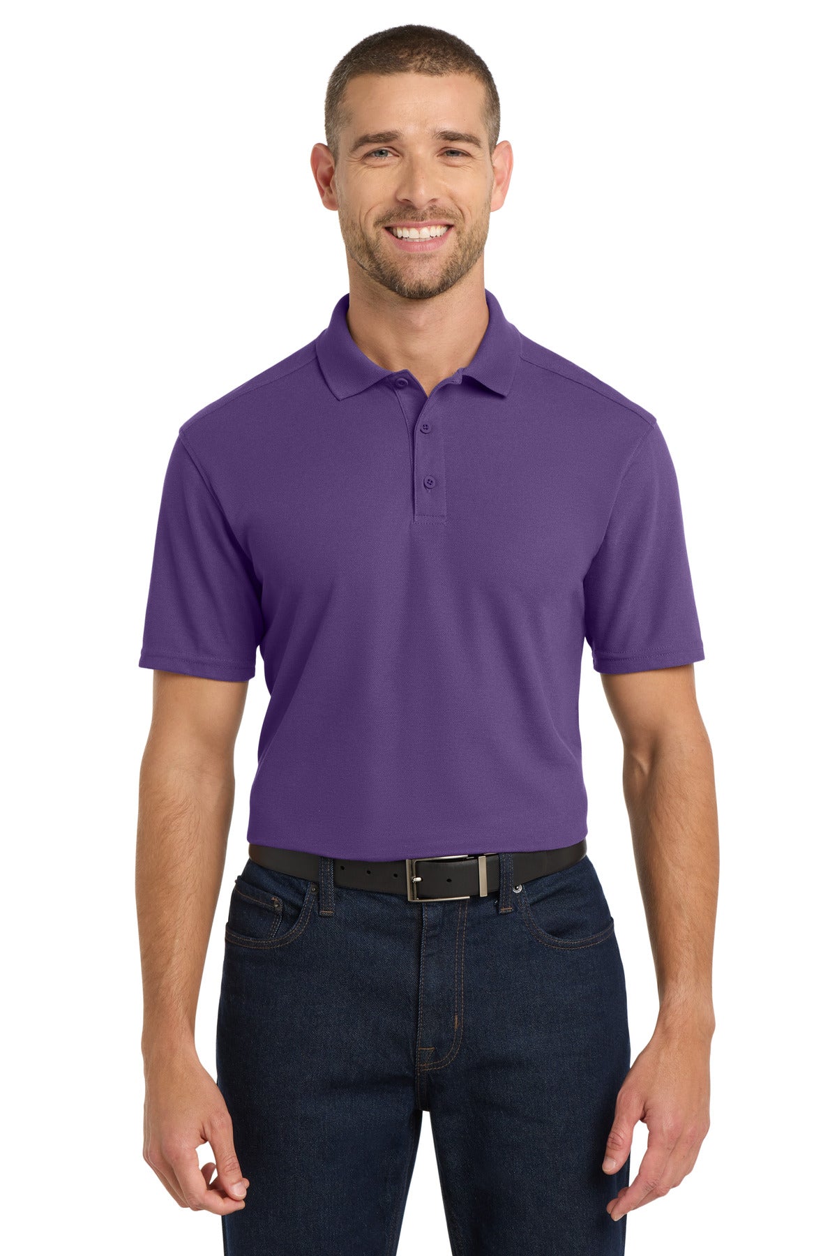 Front View of Majestic Purp Port Authority EZPerformance Pique Polo. K600