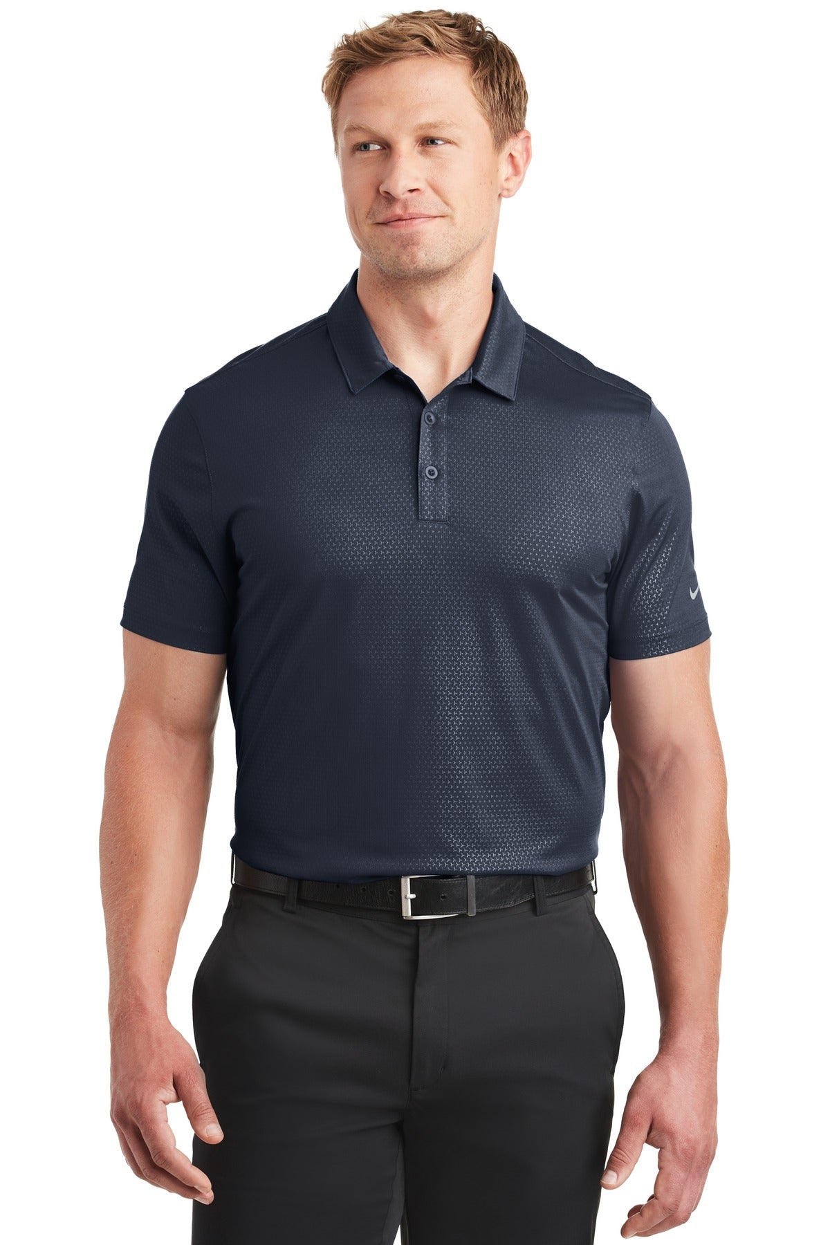 Front View of Marine Nike Dri-FIT Embossed Tri-Blade Polo. 838964
