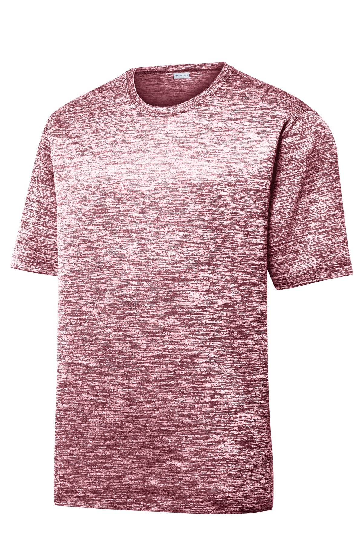 Front View of Maroon Electrc Sport-Tek PosiCharge Electric Heather Tee. ST390