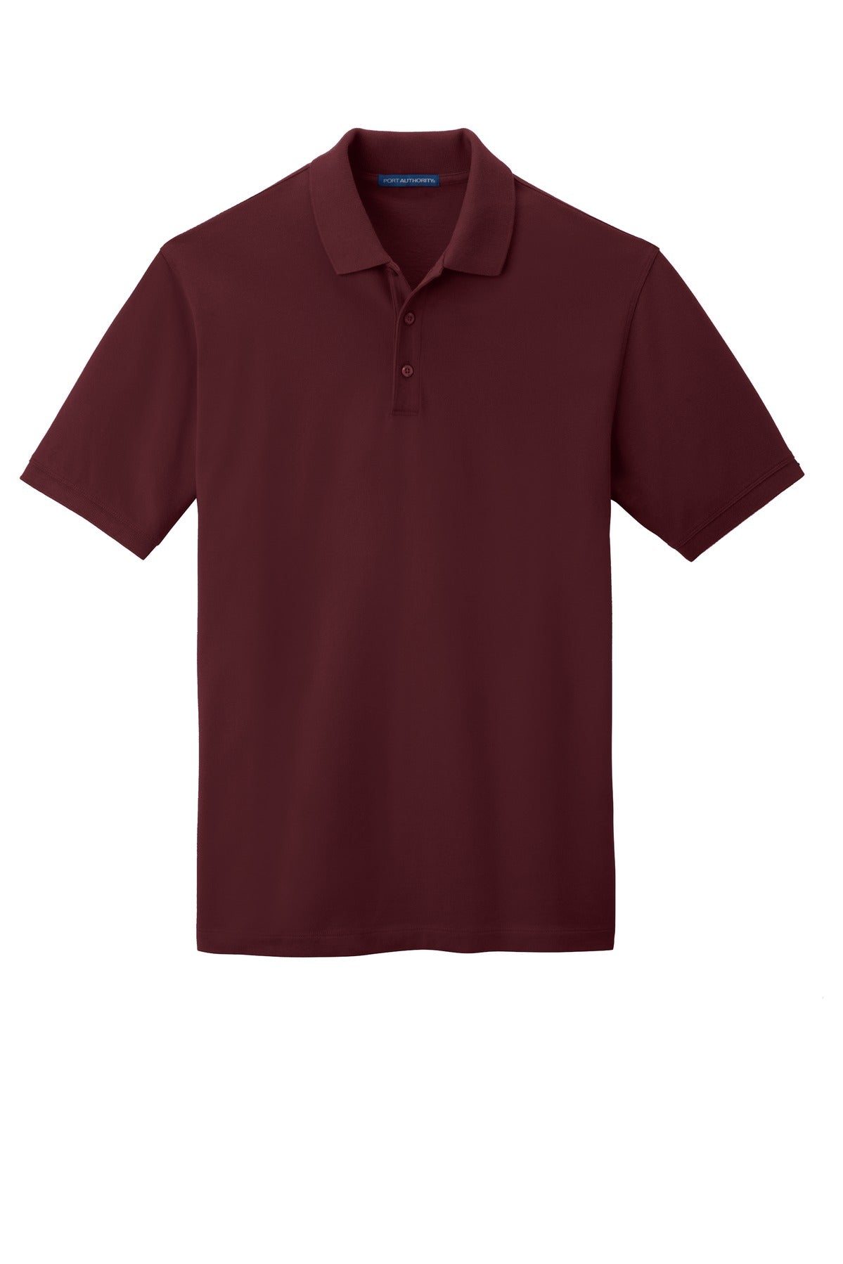 Front View of Maroon Port Authority EZCotton Polo. K8000