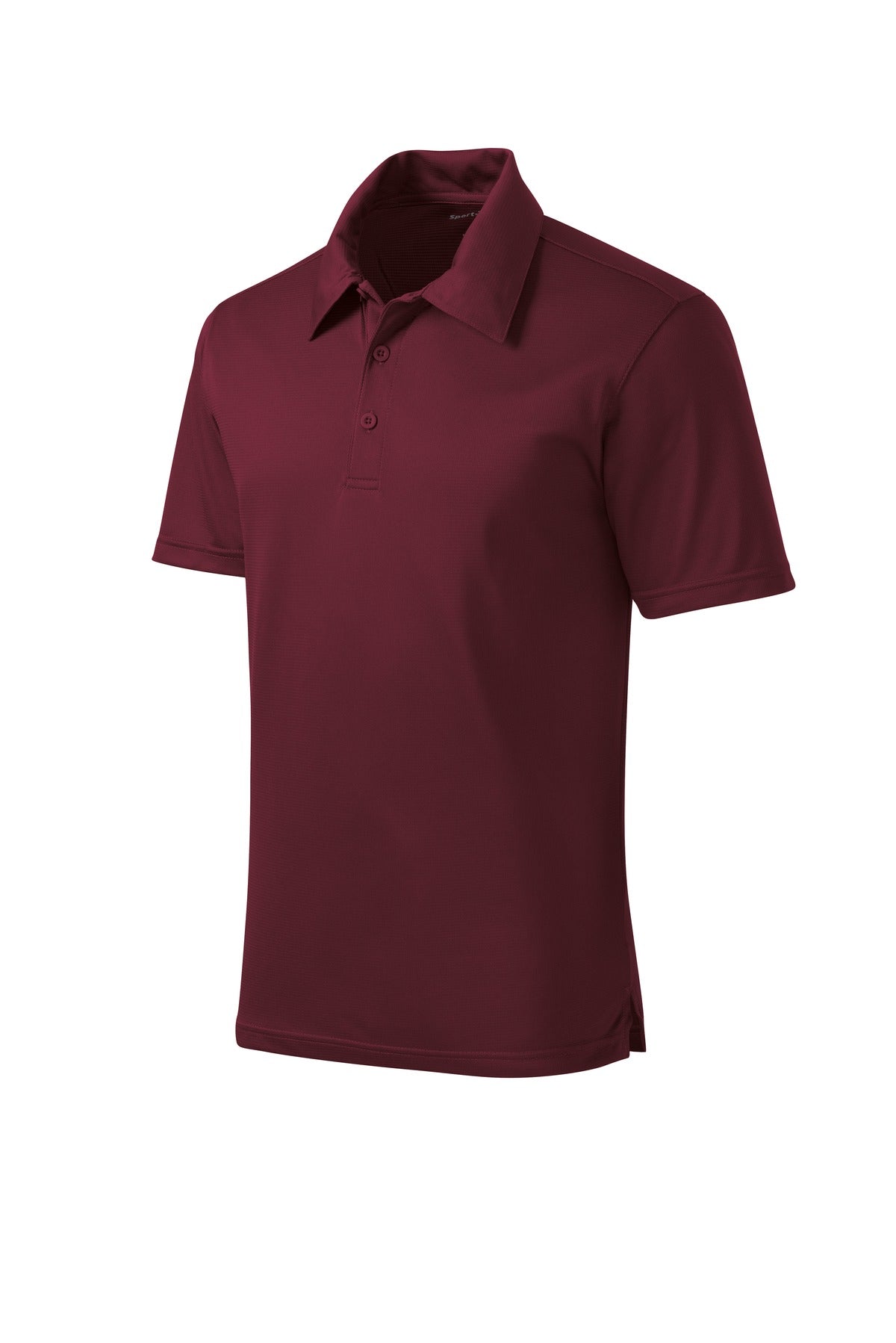Front View of Maroon Sport-Tek PosiCharge Active Textured Polo. ST690
