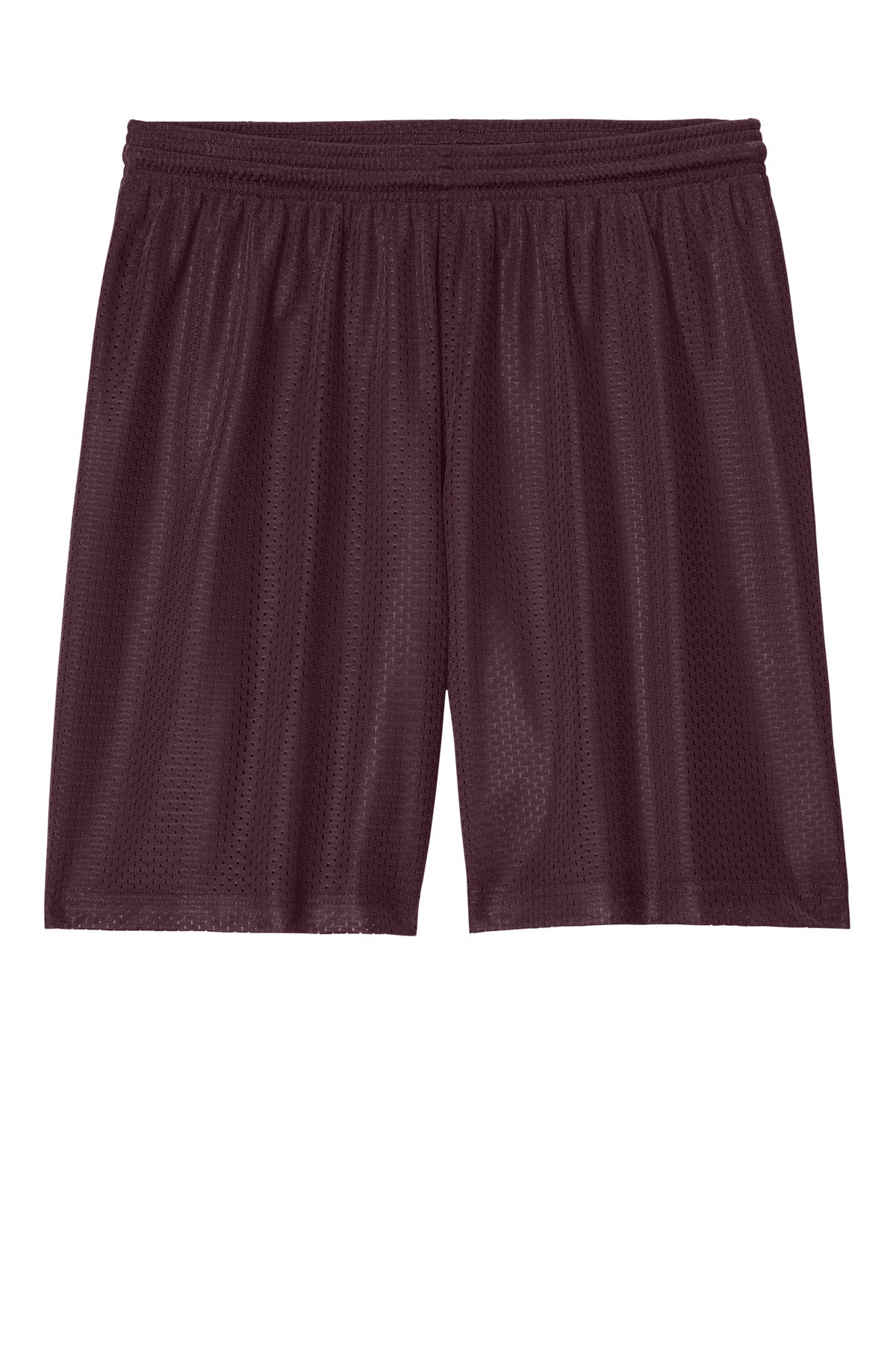 Front View of Maroon Sport-Tek PosiCharge Mesh 7" Short ST5100