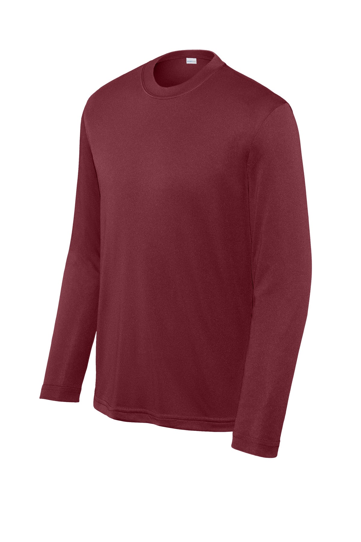 Front View of Maroon Sport-Tek Youth Long Sleeve PosiCharge Competitor Tee. YST350LS