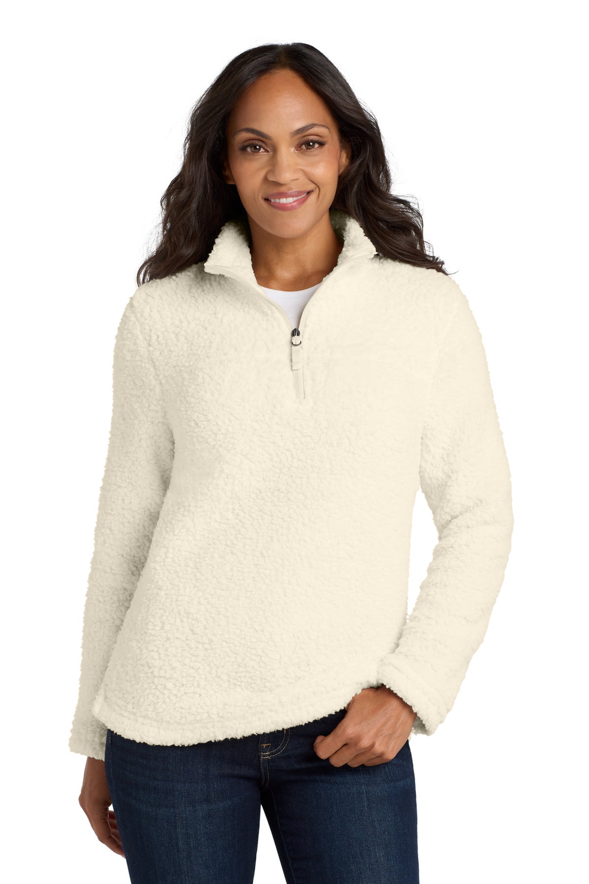 Front View of Marshmllw Port Authority Women's Cozy 1/4-Zip Fleece L130