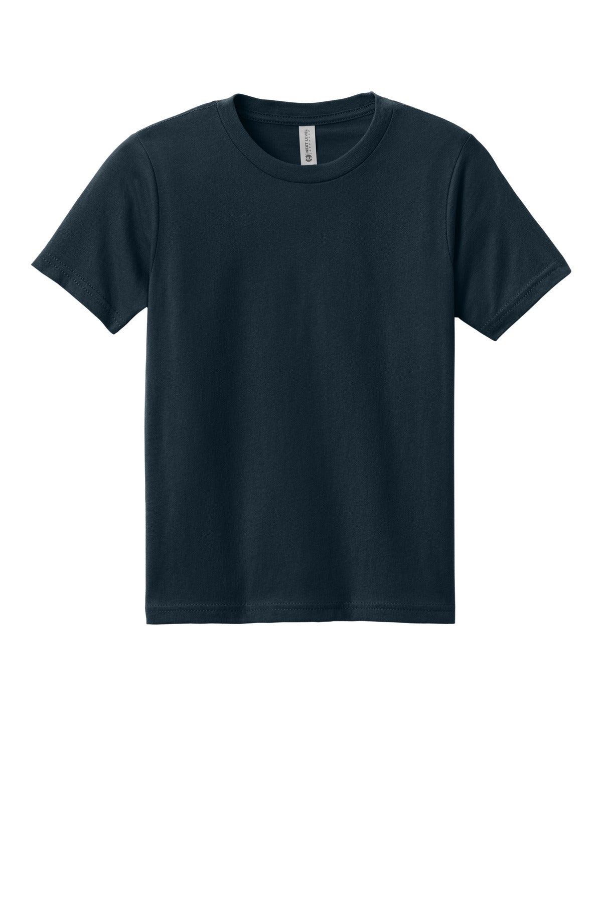 Front View of MdntNavy Next Level Apparel Youth Cotton Tee NL3310