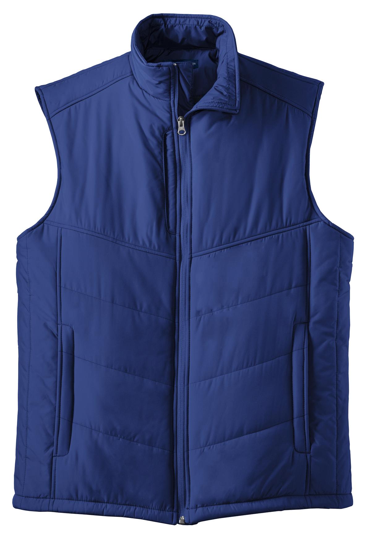 Front View of Medit Blue Port Authority Puffy Vest. J709