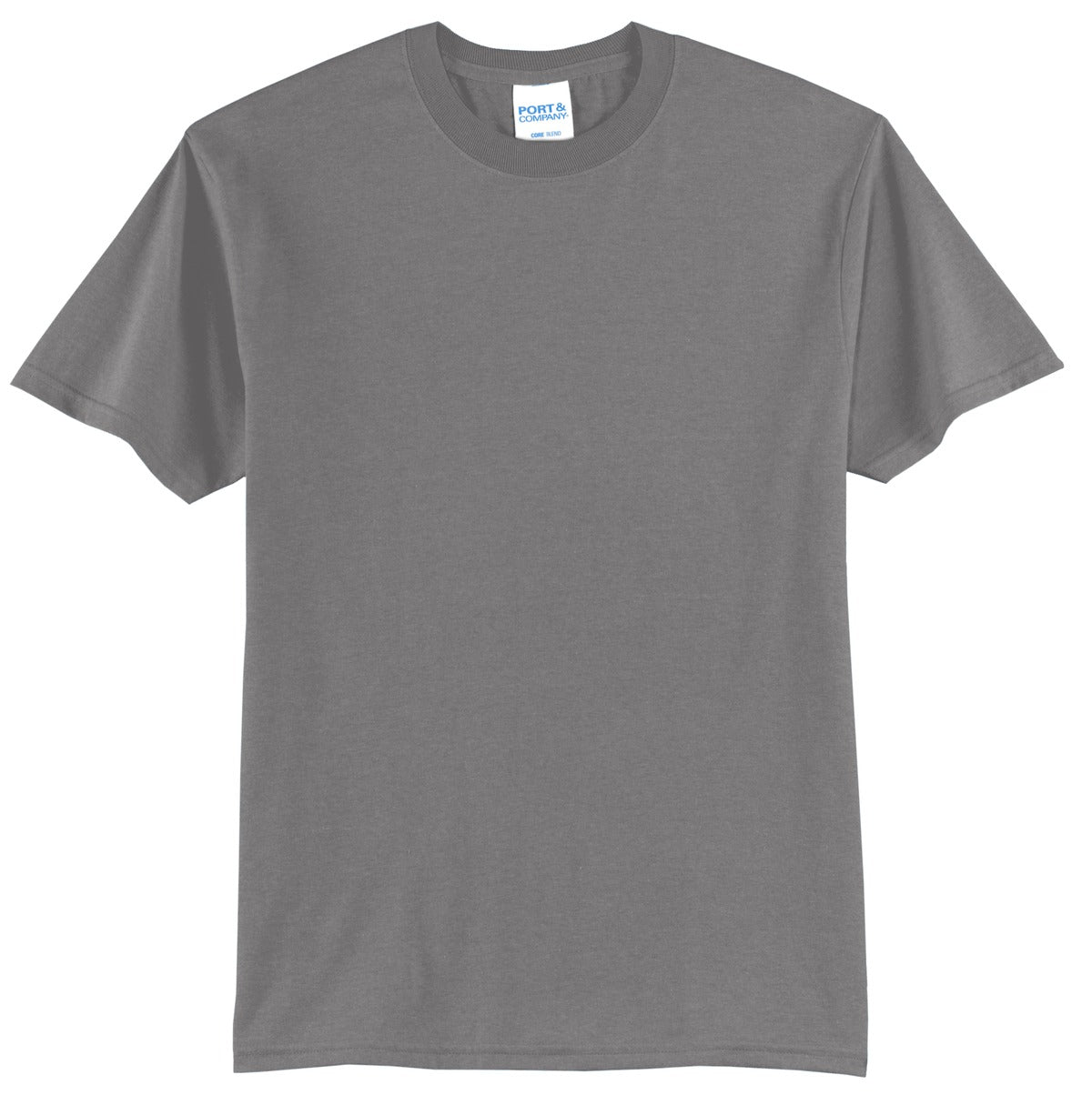 Front View of Medium Grey Port & Company Tall Core Blend Tee. PC55T