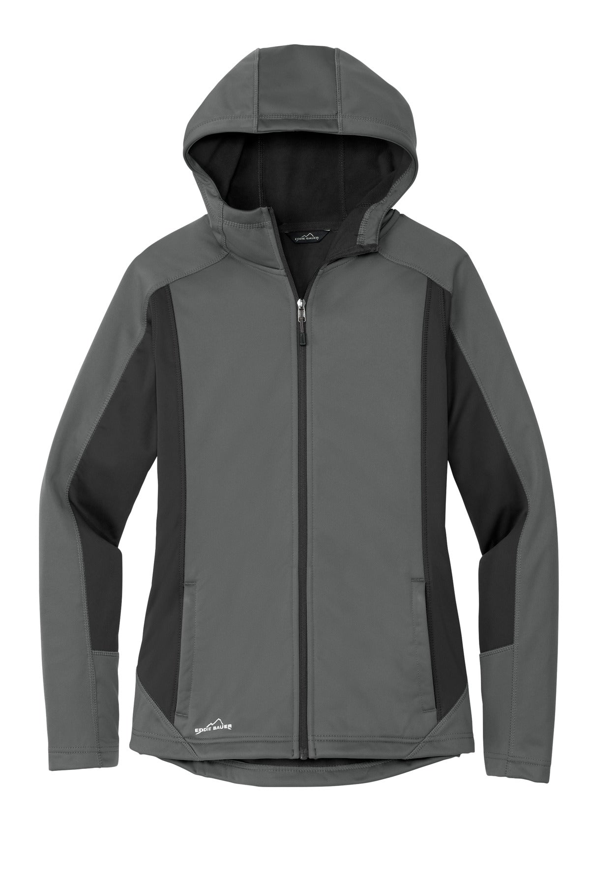 Front View of Metal Gy/Gy St Eddie Bauer Women's Trail Soft Shell Jacket. EB543