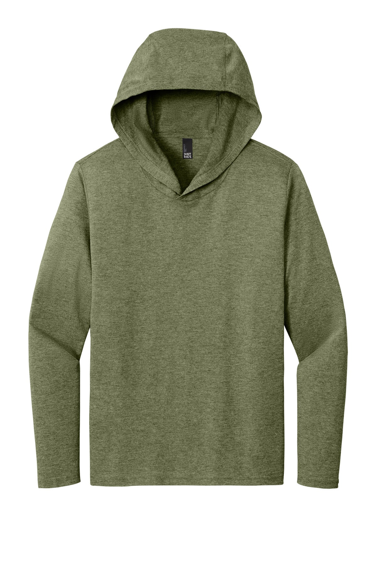Front View of MilGrnFst District Perfect Tri Long Sleeve Hoodie. DM139