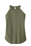 Front View of Military Gn Fr District Women's Perfect Tri Rocker Tank. DT137L