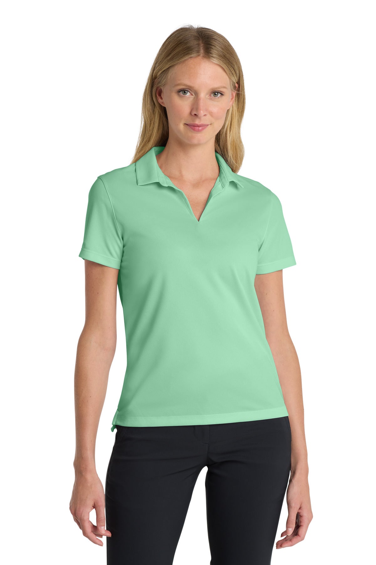 Front View of Mint Nike Women's Dri-FIT Micro Pique 2.0 Polo NKDC1991
