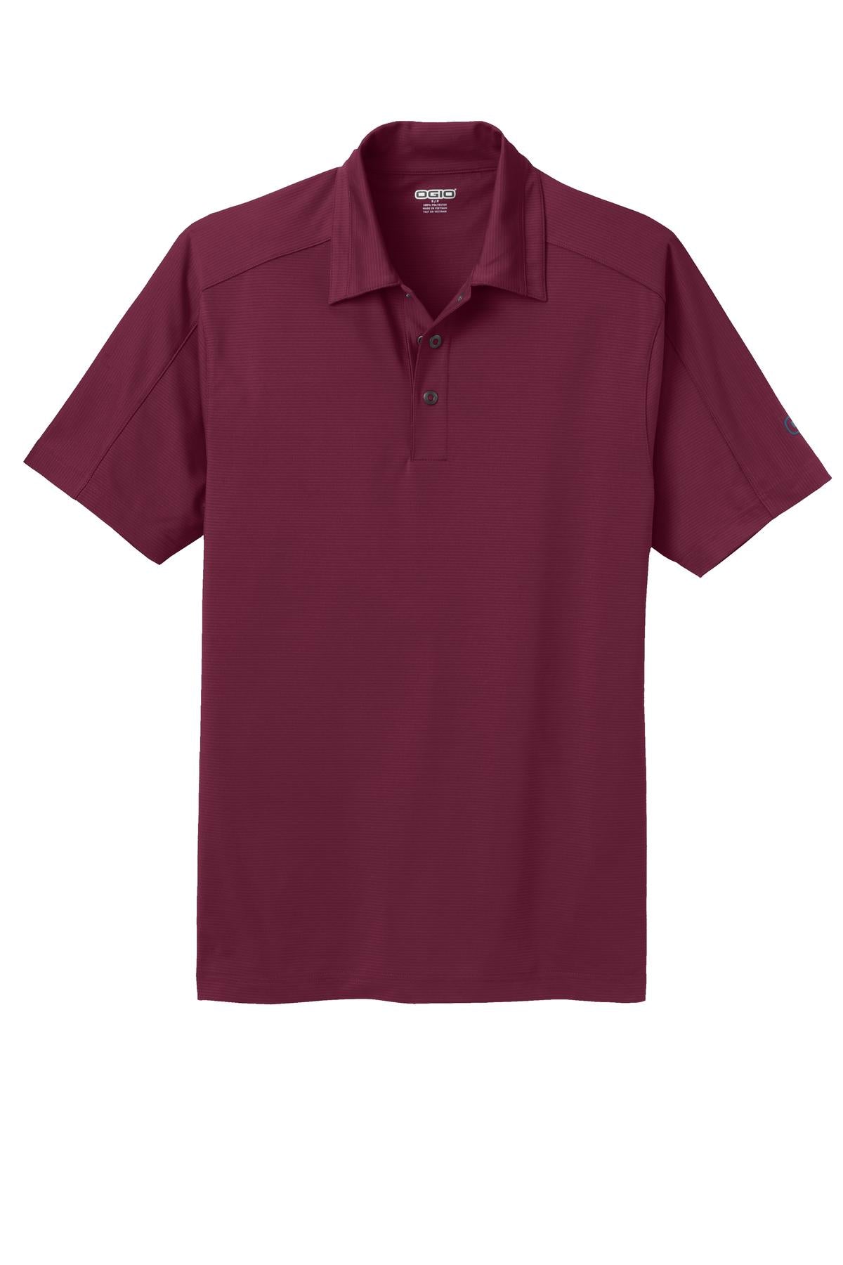 Front View of Molten Maroon OGIO Linear Polo. OG1030