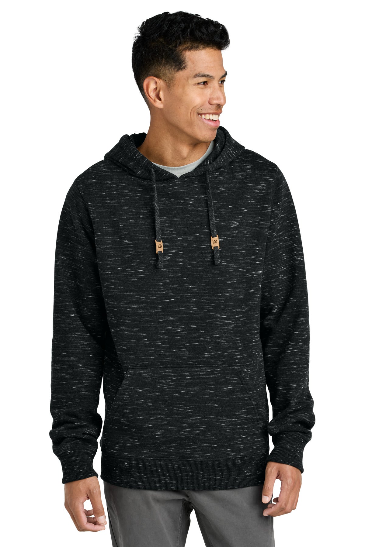 Front View of MtrBkSpcDy LIMITED EDITION tentree Space Dye Fleece Classic Hoodie TTCM4413