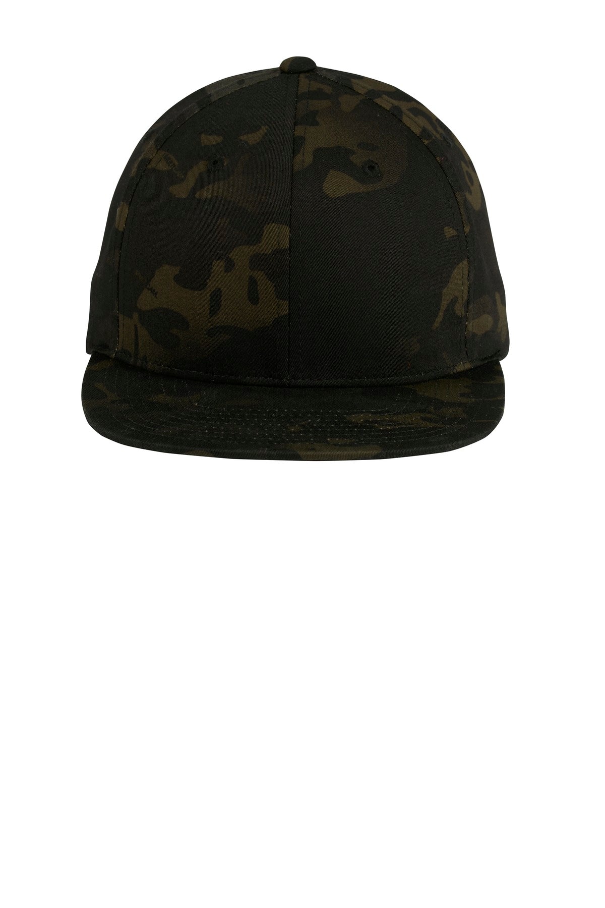Front View of Multicam Black Sport-Tek YP Classics Flat Bill Snapback Cap. STC19