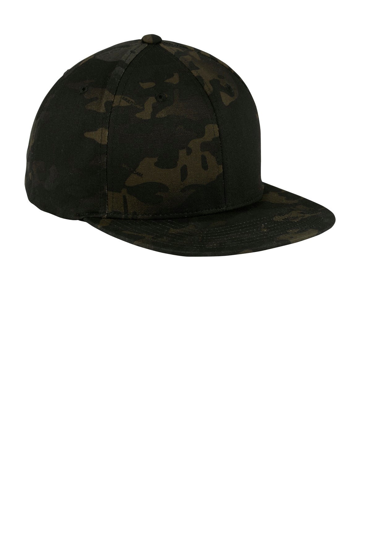 Front View of Multicam Black Sport-Tek YP Classics Flat Bill Snapback Cap. STC19