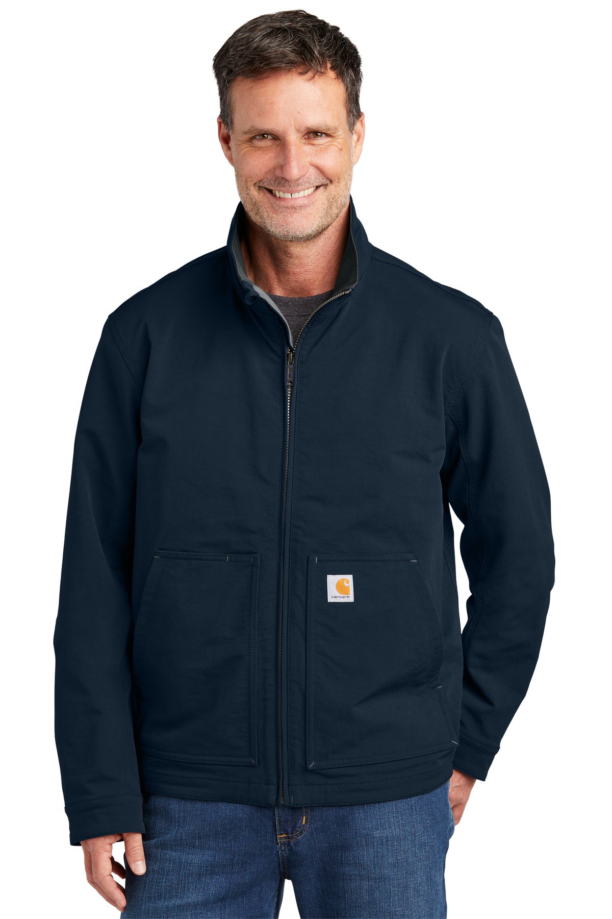 Front View of Navy Carhartt Super Dux Soft Shell Jacket CT105534