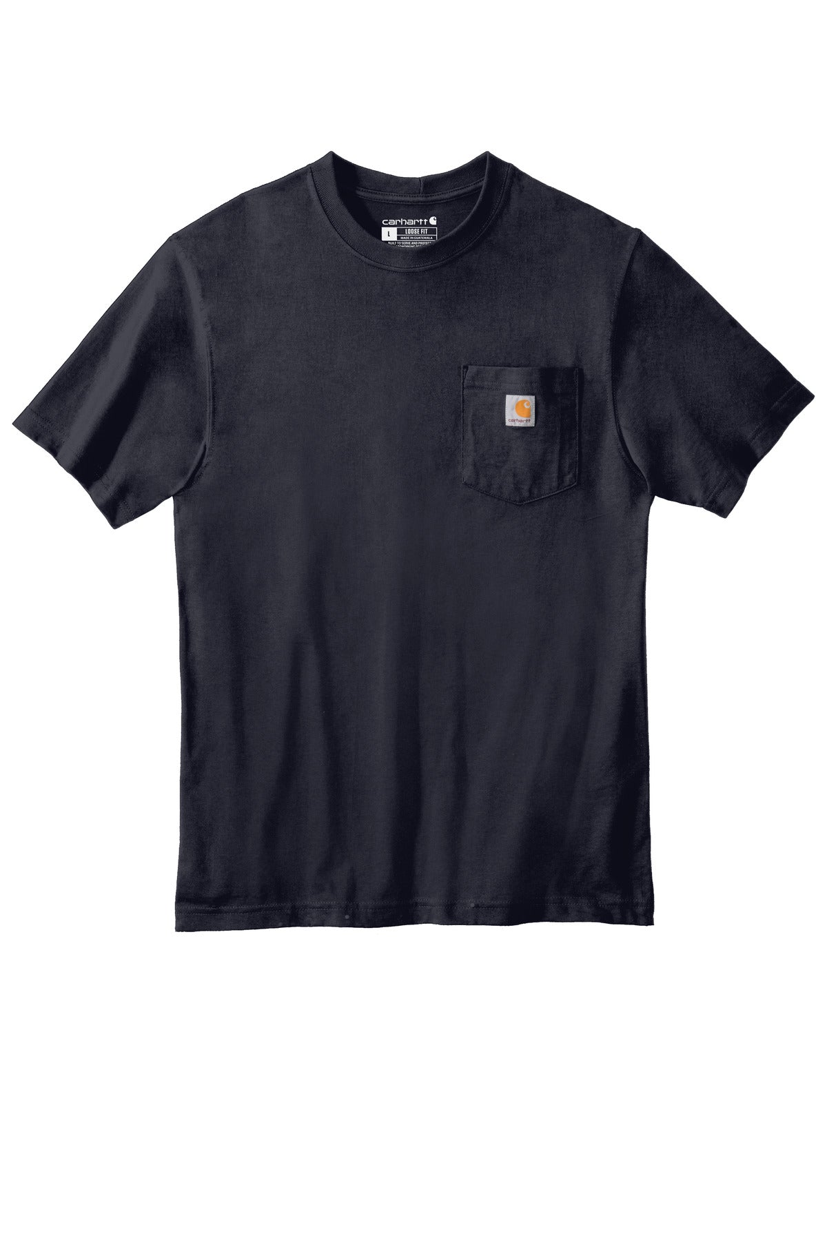 Front View of Navy Carhartt Tall Workwear Pocket Short Sleeve T-Shirt. CTTK87