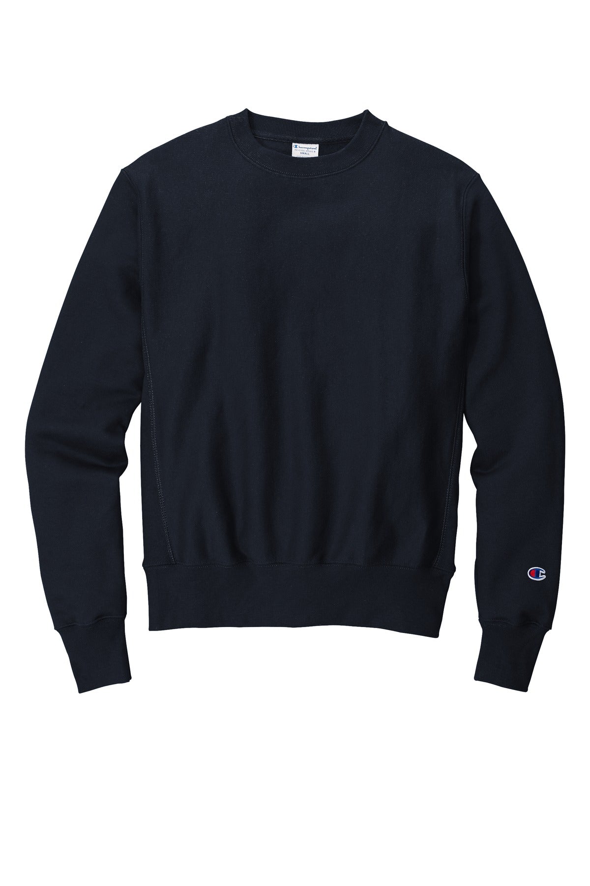 Front View of Navy Champion Reverse Weave Crewneck Sweatshirt S149