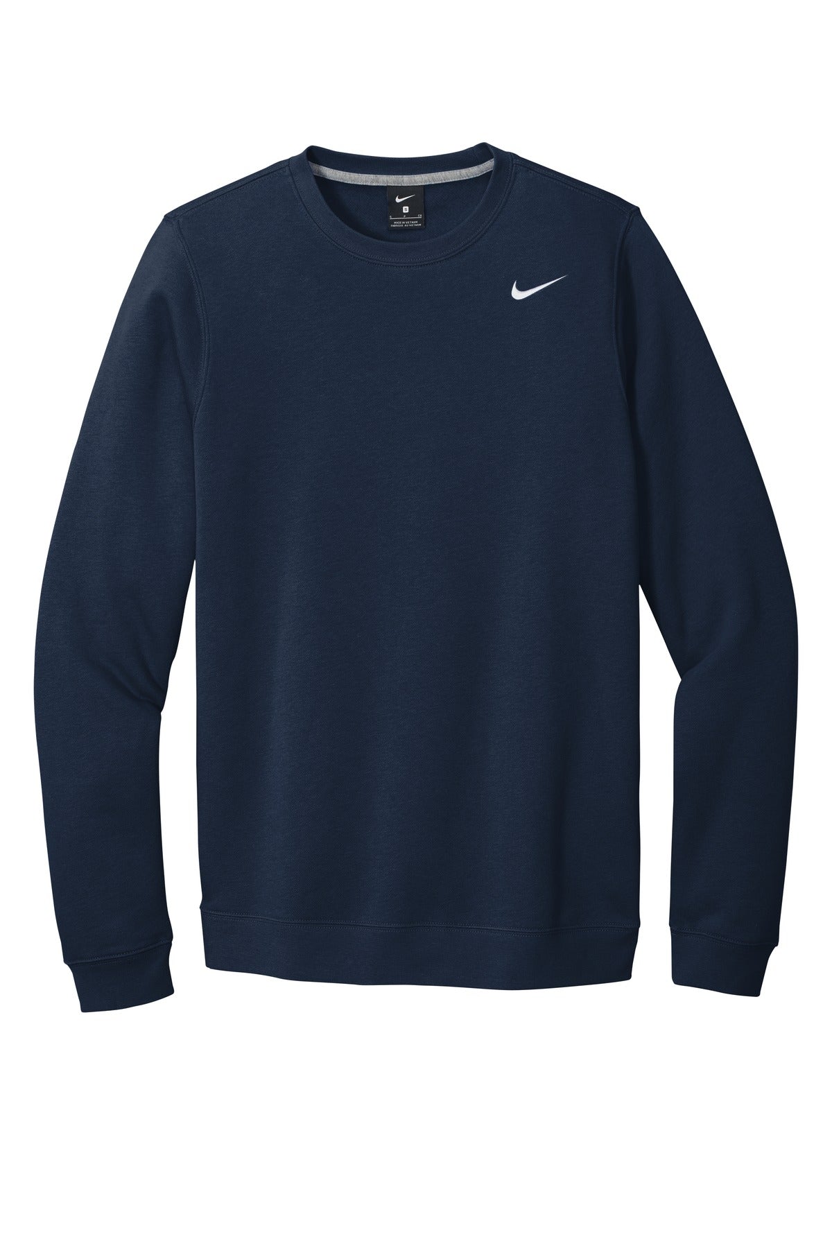 Front View of Navy Nike Club Fleece Crew CJ1614